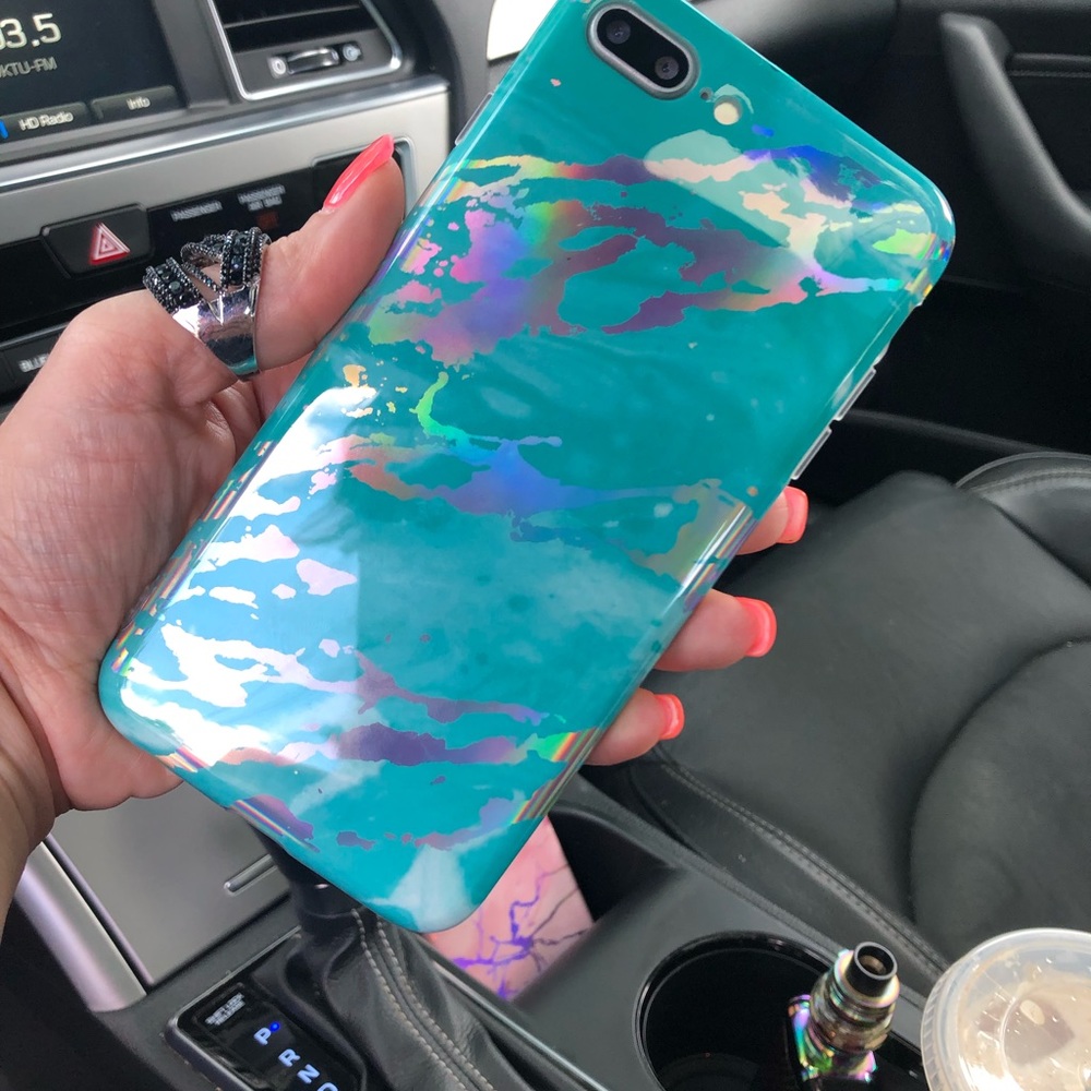 iPhone Teal Holo Marble Case